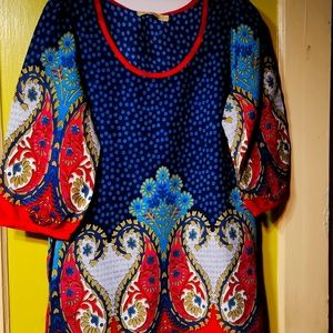 NEW "Colorful pullover dress Sz ( S ) 100%VISCOSE